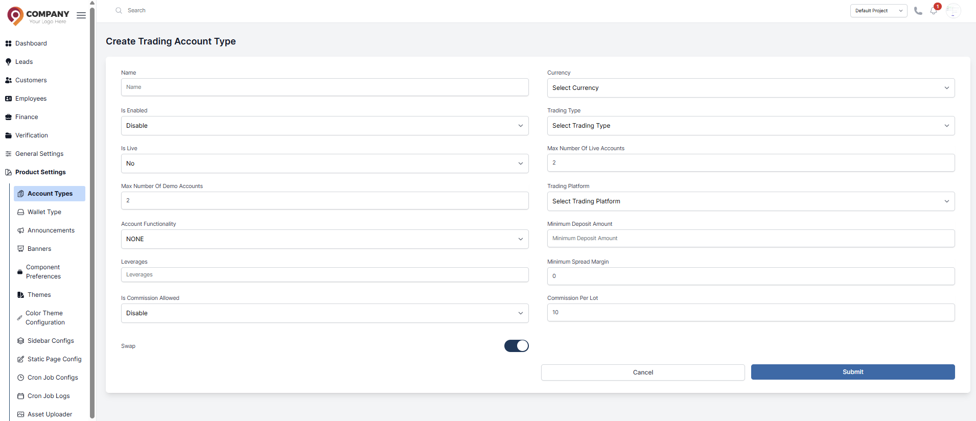 Create account type
