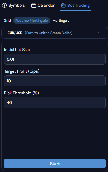 Create reverse martingale bot