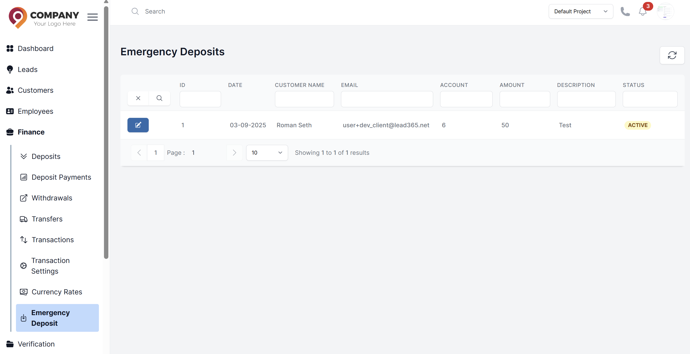 View Emergency Deposits